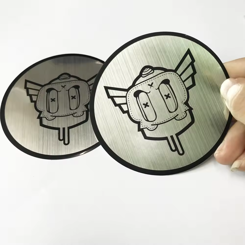 Custom Brushed Silver Stickers – Vogesey